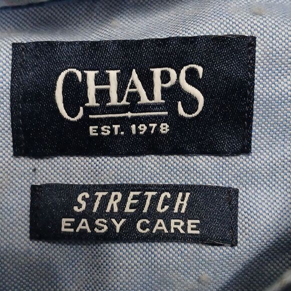 Chaps Stretch Easy Care blue plaid long sleeve button down shirt  Sz L NWOT - Picture 7 of 9